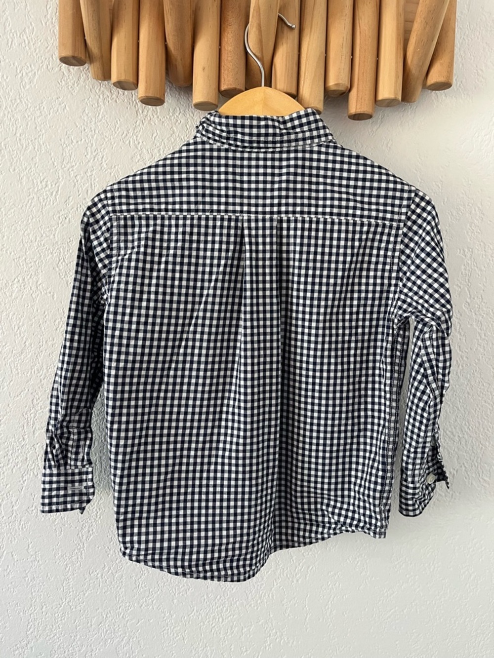 Janie and Jack Blue Navy Plaid Checkered Button Down Long Sleeve Toddler Boy 2T - Picture 3 of 6